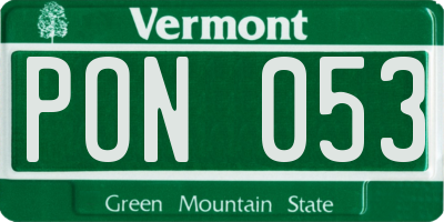 VT license plate PON053
