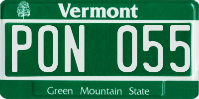 VT license plate PON055