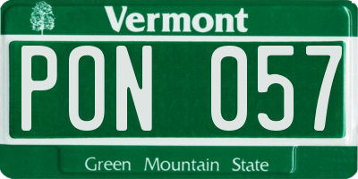 VT license plate PON057