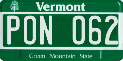 VT license plate PON062