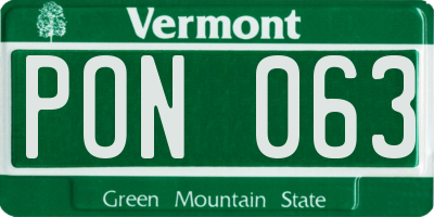 VT license plate PON063