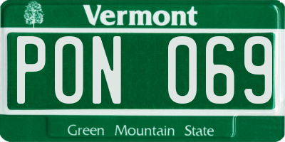 VT license plate PON069