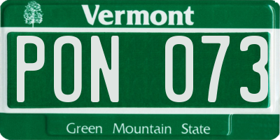 VT license plate PON073
