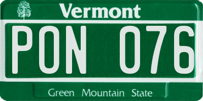 VT license plate PON076