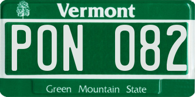 VT license plate PON082
