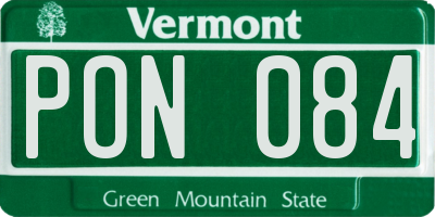 VT license plate PON084