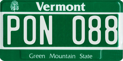VT license plate PON088