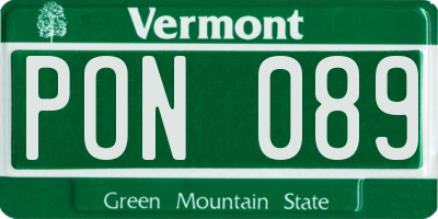 VT license plate PON089