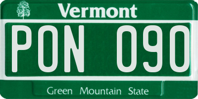 VT license plate PON090