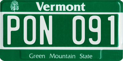 VT license plate PON091