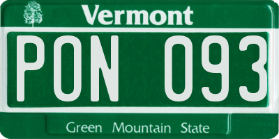 VT license plate PON093