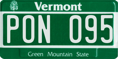 VT license plate PON095