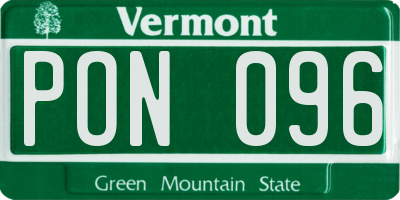 VT license plate PON096
