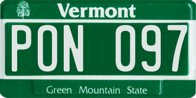 VT license plate PON097