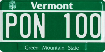 VT license plate PON100