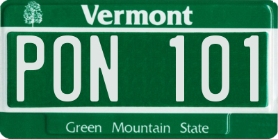 VT license plate PON101