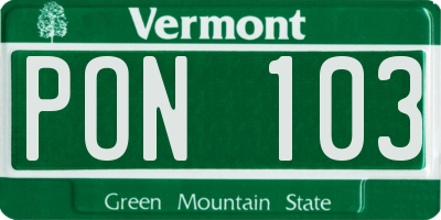 VT license plate PON103