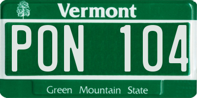 VT license plate PON104