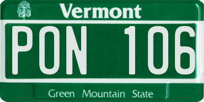 VT license plate PON106