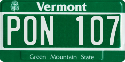 VT license plate PON107