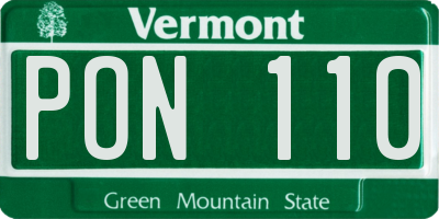 VT license plate PON110
