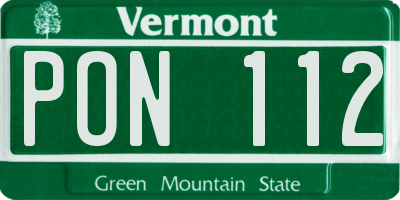 VT license plate PON112