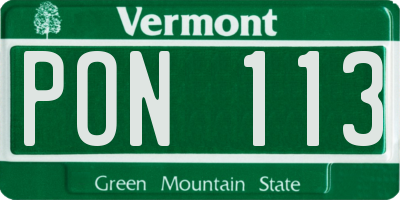 VT license plate PON113