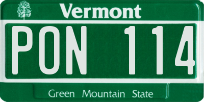 VT license plate PON114