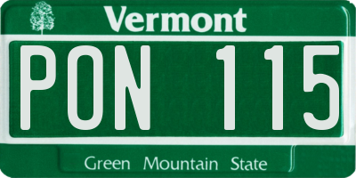 VT license plate PON115