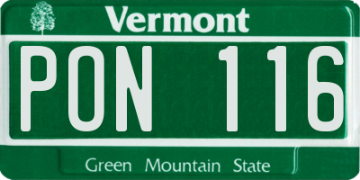 VT license plate PON116