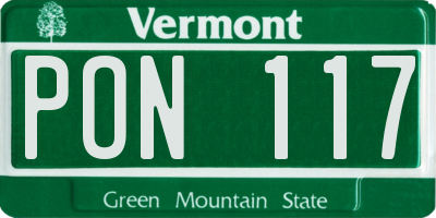 VT license plate PON117