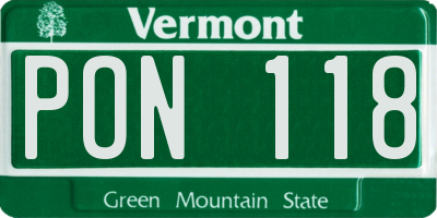 VT license plate PON118