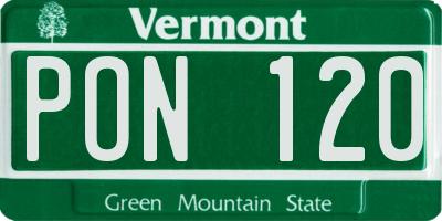 VT license plate PON120