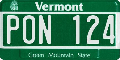 VT license plate PON124