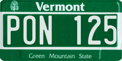 VT license plate PON125