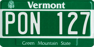 VT license plate PON127