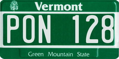 VT license plate PON128