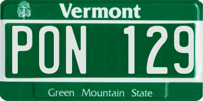 VT license plate PON129