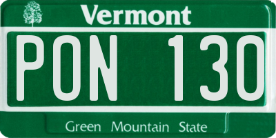 VT license plate PON130