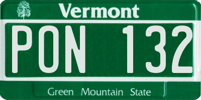 VT license plate PON132