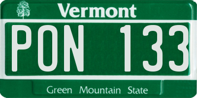 VT license plate PON133