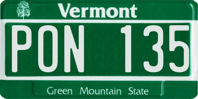 VT license plate PON135