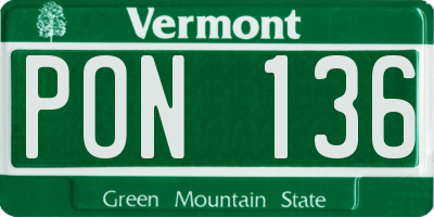 VT license plate PON136