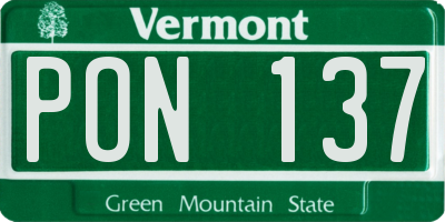 VT license plate PON137