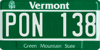 VT license plate PON138