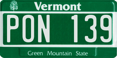 VT license plate PON139