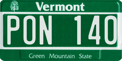 VT license plate PON140