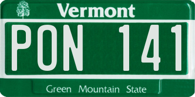VT license plate PON141