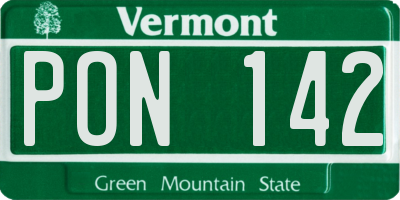 VT license plate PON142