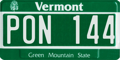 VT license plate PON144